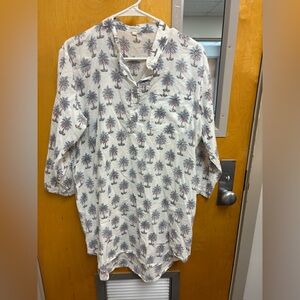 Women's Casual Palm Tree Print Button Down Shirt